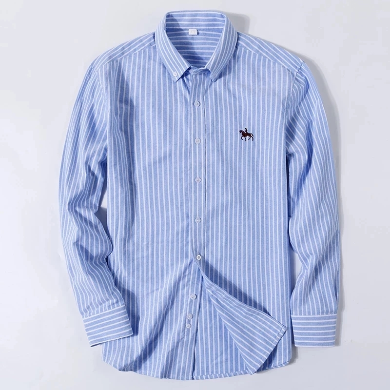 남성용 S-6XL 옥스포드 셔츠 긴 소매 퓨어 코튼 솔 - Oxford Cotton Casual Shirt Business 리뷰 및 가격