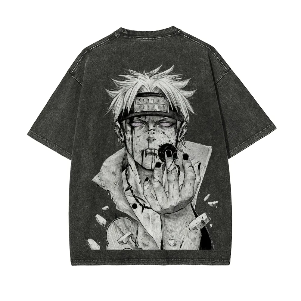 나루토 페인 티셔츠 린게안 아카츠키 빈티지 애시드 워시 - Acid Wash Vintage Graphic T Shirt 리뷰 및 가격