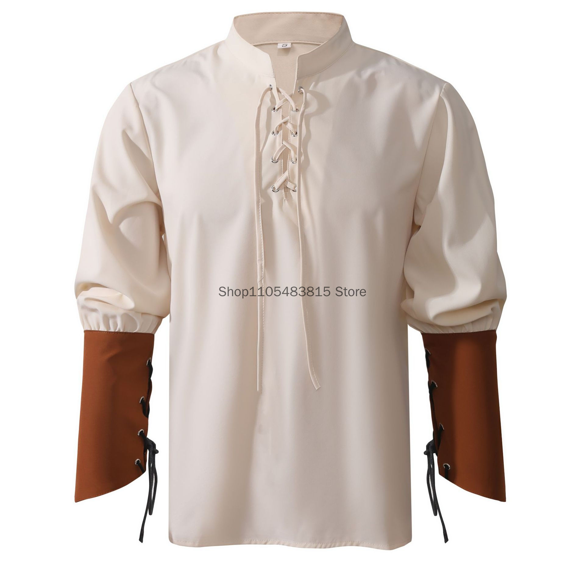 남성용 해적 셔츠 - 중세 고딕 스타일 시인 셔츠, 빅 - Medieval Gothic Lace Up Pirate Shirt 리뷰 및 가격