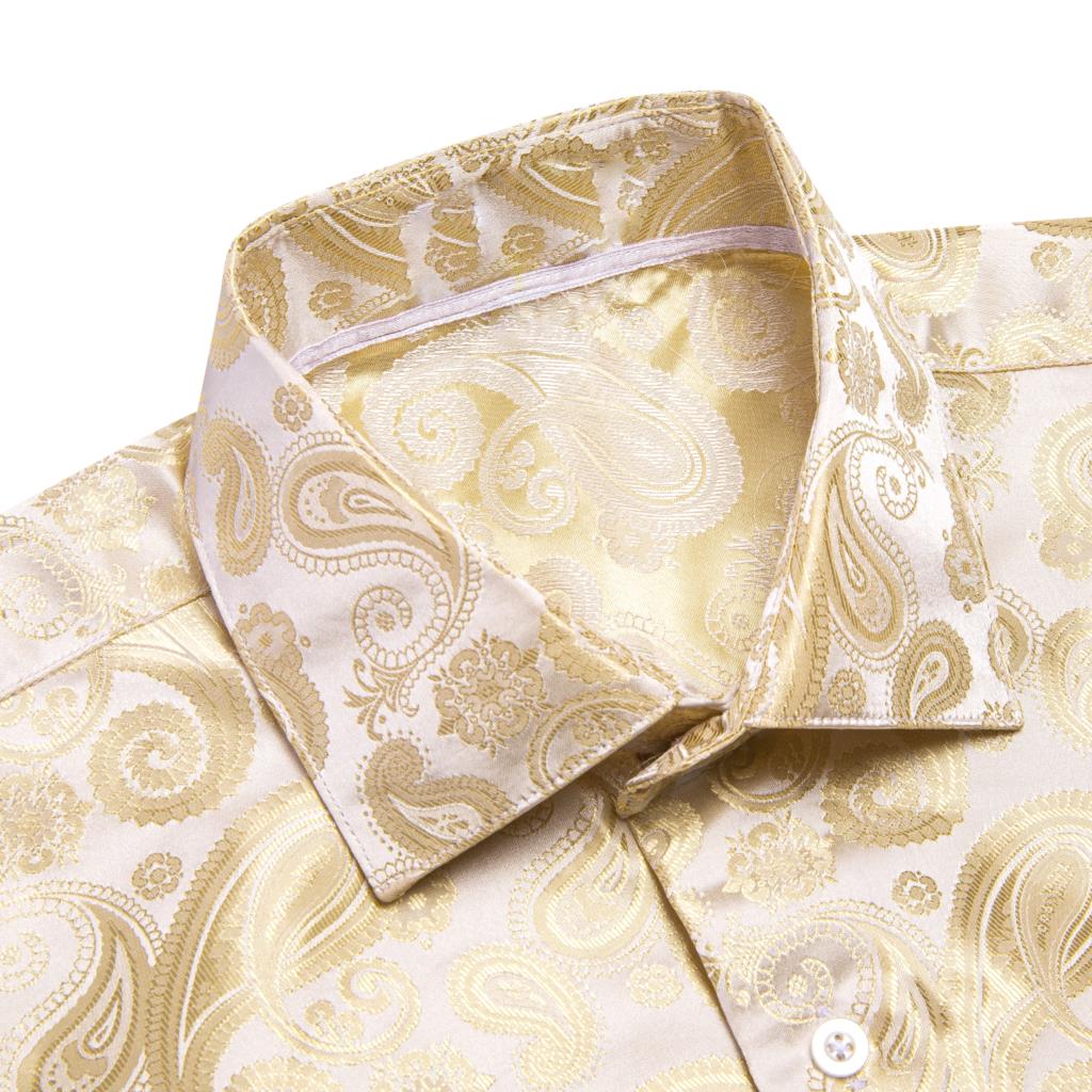 하이타이 골드 베이지 아이보리 샴페인 실크 셔츠, 라펠 - Mens Satin Silk Dress Shirt 리뷰 및 가격