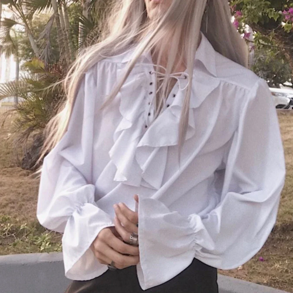 남성 해적 셔츠 뱀파이어 왕자 시인 셔츠 중세 해적 프 - Medieval Gothic Lace Up Pirate Shirt 리뷰 및 가격