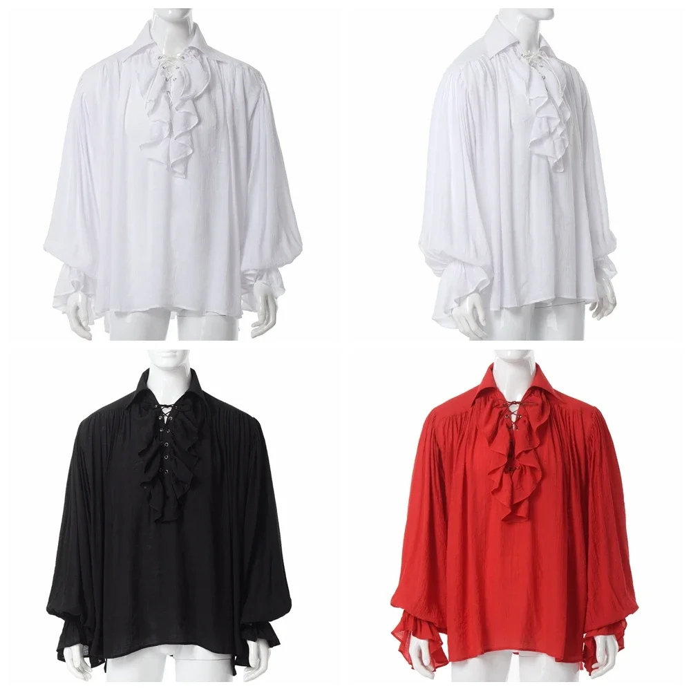 남성 해적 셔츠 뱀파이어 왕자 시인 셔츠 중세 해적 프 - Medieval Gothic Lace Up Pirate Shirt 리뷰 및 가격