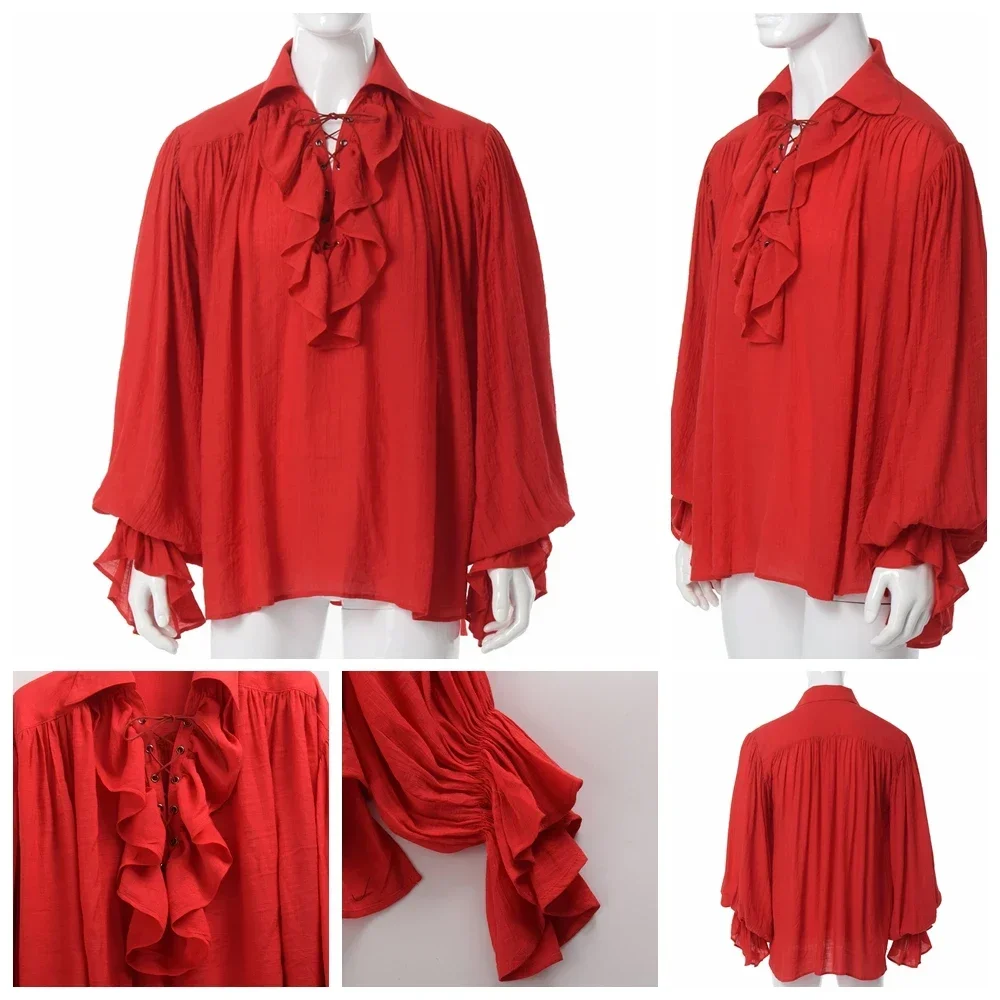 남성 해적 셔츠 뱀파이어 왕자 시인 셔츠 중세 해적 프 - Medieval Gothic Lace Up Pirate Shirt 리뷰 및 가격