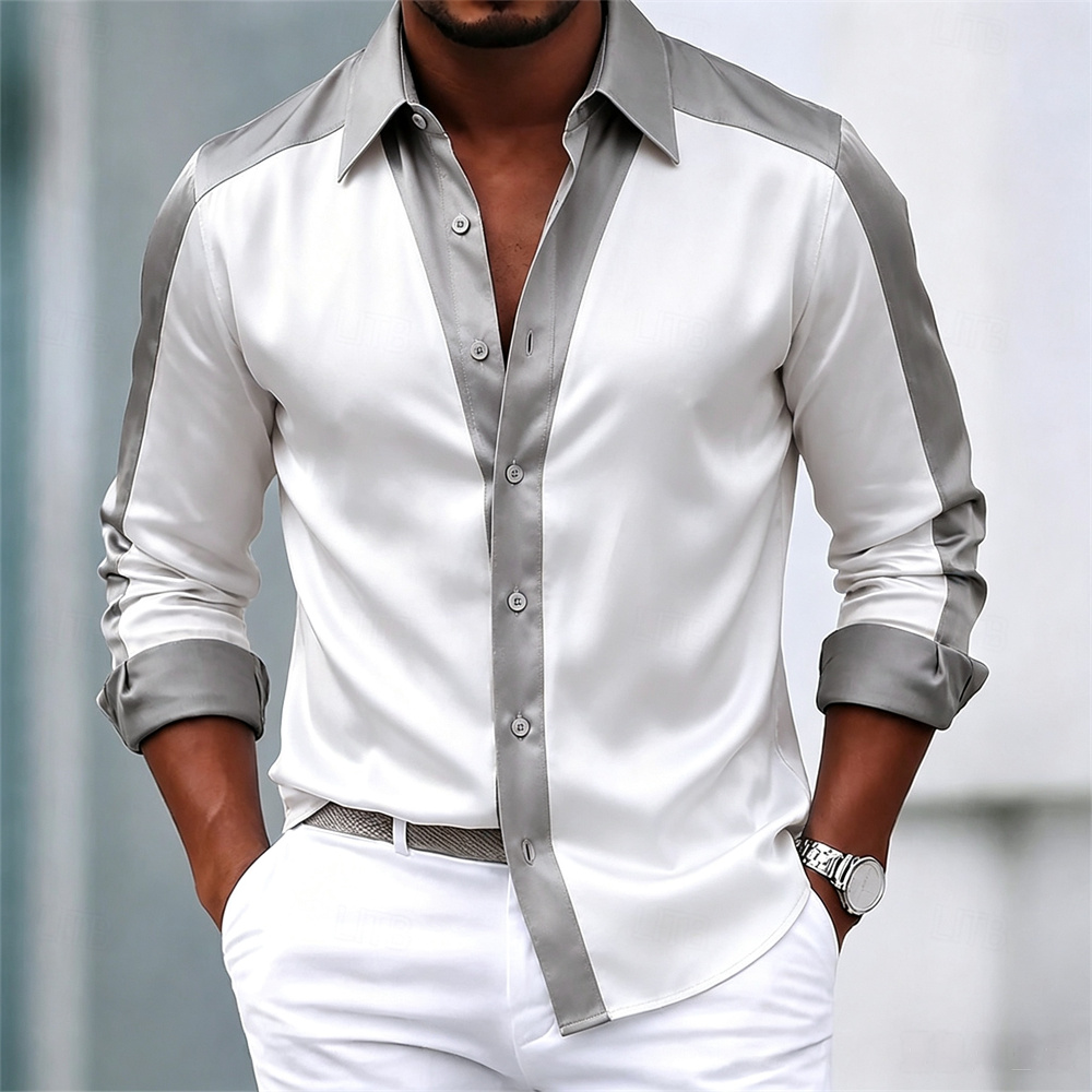 남성용 셔츠 새틴 셔츠 드레스 셔츠 캐주얼 셔츠 버튼업 - Mens Satin Silk Dress Shirt 리뷰 및 가격