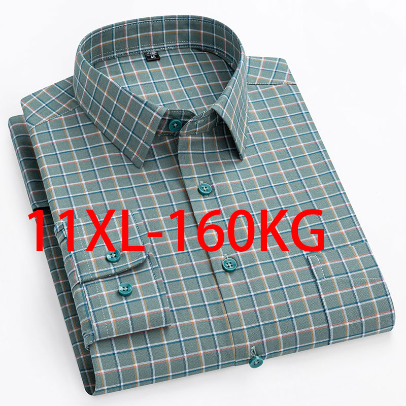 새로운 11XL 10XL 초대형 남성용 긴 소매 100 - Oxford Cotton Casual Shirt Business 리뷰 및 가격