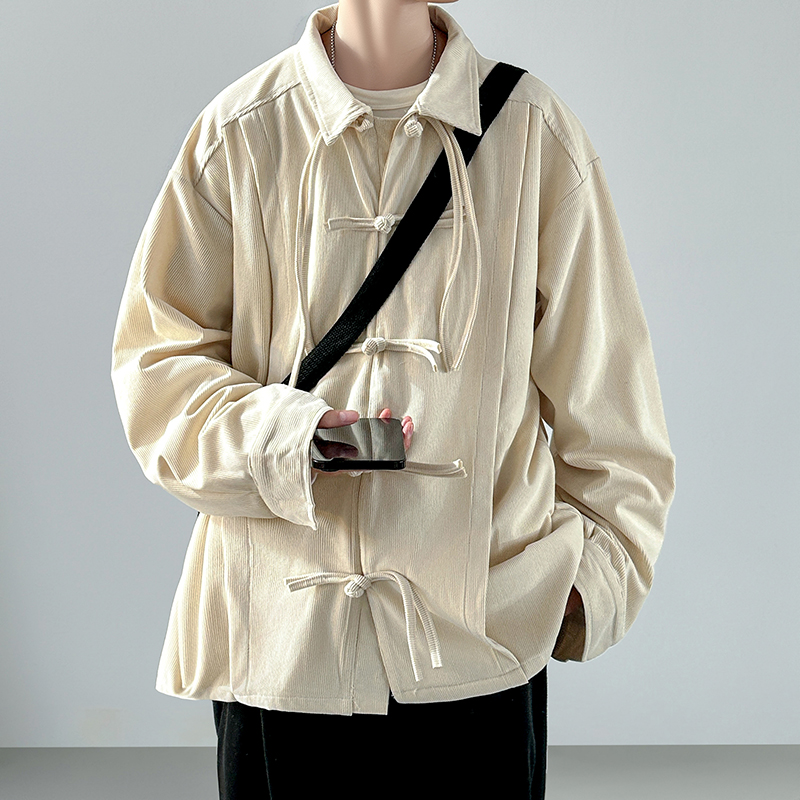 2025 남성 레트로 중국풍 코듀로이 셔츠 남성 개구리 - Corduroy Button Up Shirt Men 리뷰 및 가격
