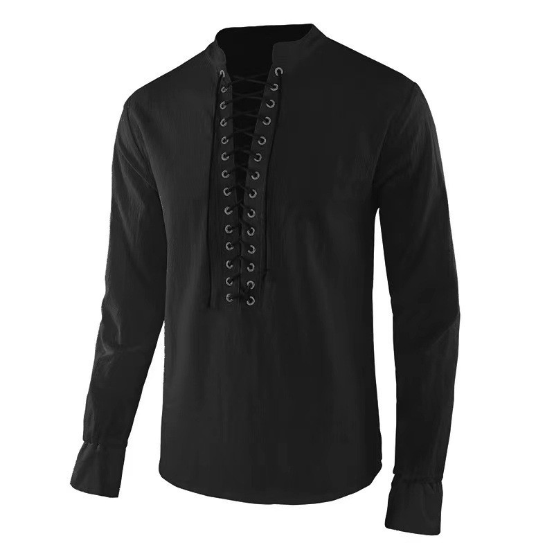 남성용 르네상스 셔츠 해적 중세 바이킹 탑 린넨 긴팔  - Mens Linen Shirt Long Sleeve 리뷰 및 가격