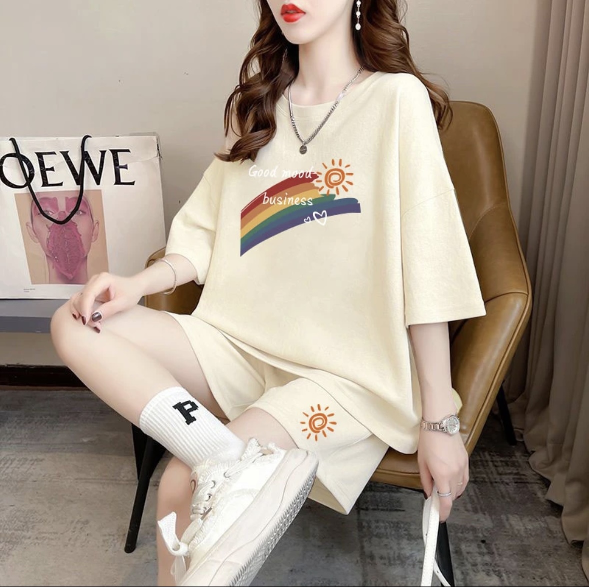 패션 여성 여름 반바지 세트, 스포츠웨어, 오버사이즈  - T-Shirts 리뷰 및 가격